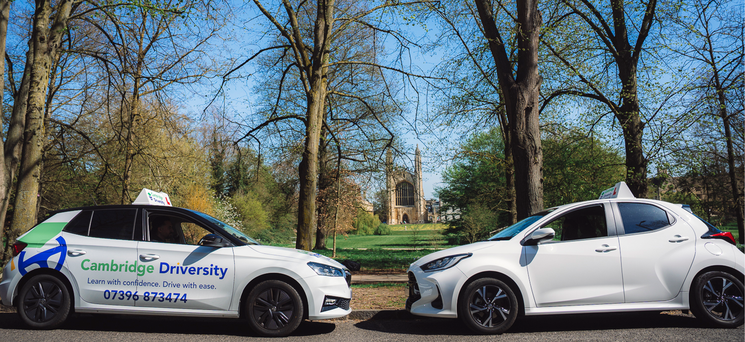 Cambridge Driversity learner cars parked in Cambridge